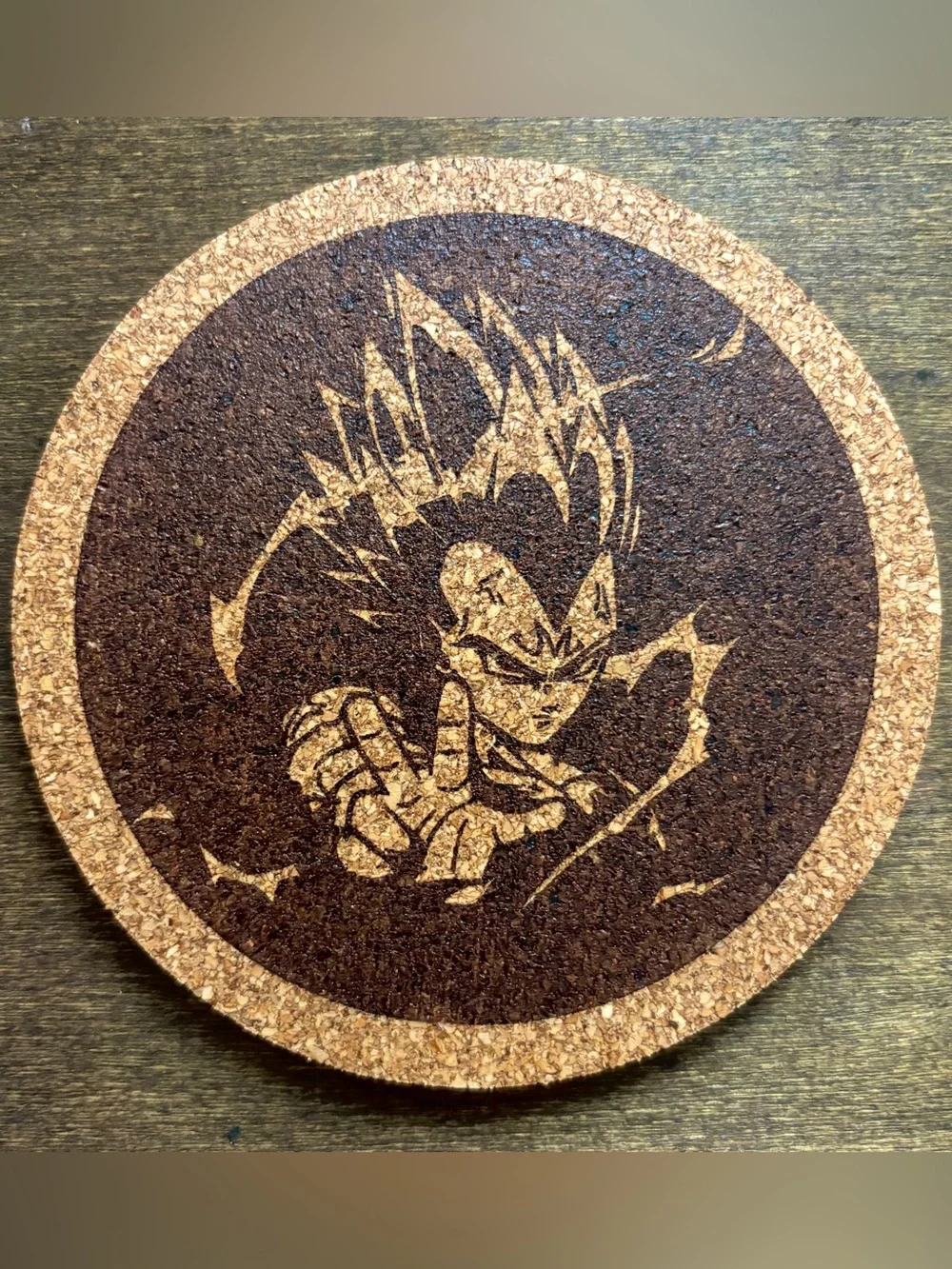 Dragon Ball Z Majin Vegeta Laser Engraved Cork Coaster #2